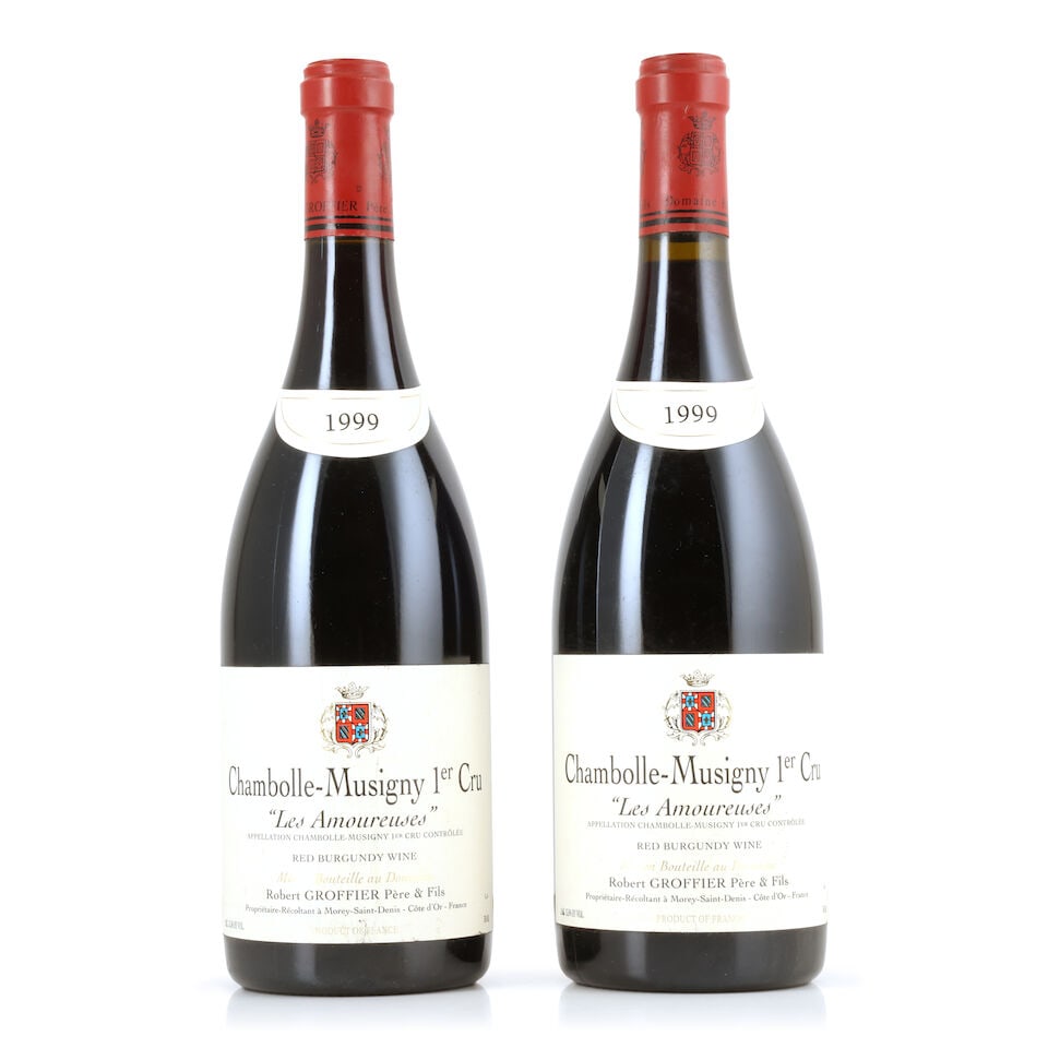 Robert Groffier Père & Fils, Chambolle-Musigny 1er Cru Les Amoureuses, 1999 (2 x 750ml): Robert Groffier Père & Fils, Chambolle-Musigny 1er Cru Les Amoureuses, 1999 (2 x 750ml) Region: Côte de Nuits Label: lightly bin-soiled - 1 nicked, 1 creased For further information on this 