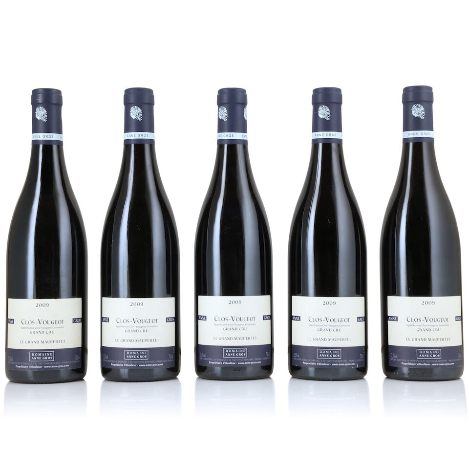 Domaine Anne Gros, Clos Vougeot Le Grand Maupertui, 2009 (5 x 750ml): Domaine Anne Gros, Clos Vougeot Le Grand Maupertui, 2009 (5 x 750ml) Region: Côte de Nuits Label: lightly bin-soiled labels - 2 nicked For further information on this lot please visit Bonhams.com