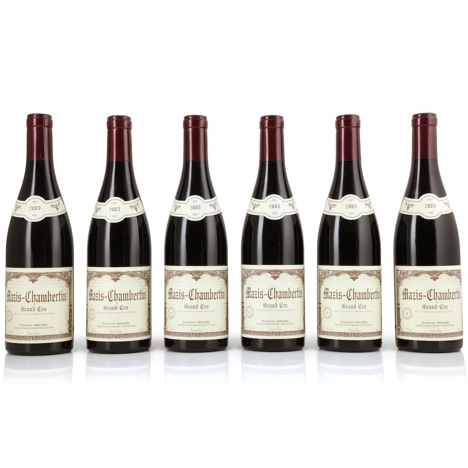 Domaine Maume, Mazis-Chambertin, 2005 (6 x 750ml): Domaine Maume, Mazis-Chambertin, 2005 (6 x 750ml) Region: Côte de Nuits Capsule: slightly worn Packaging: damp-affected original carton For further information on this lot please visit Bonhams.co