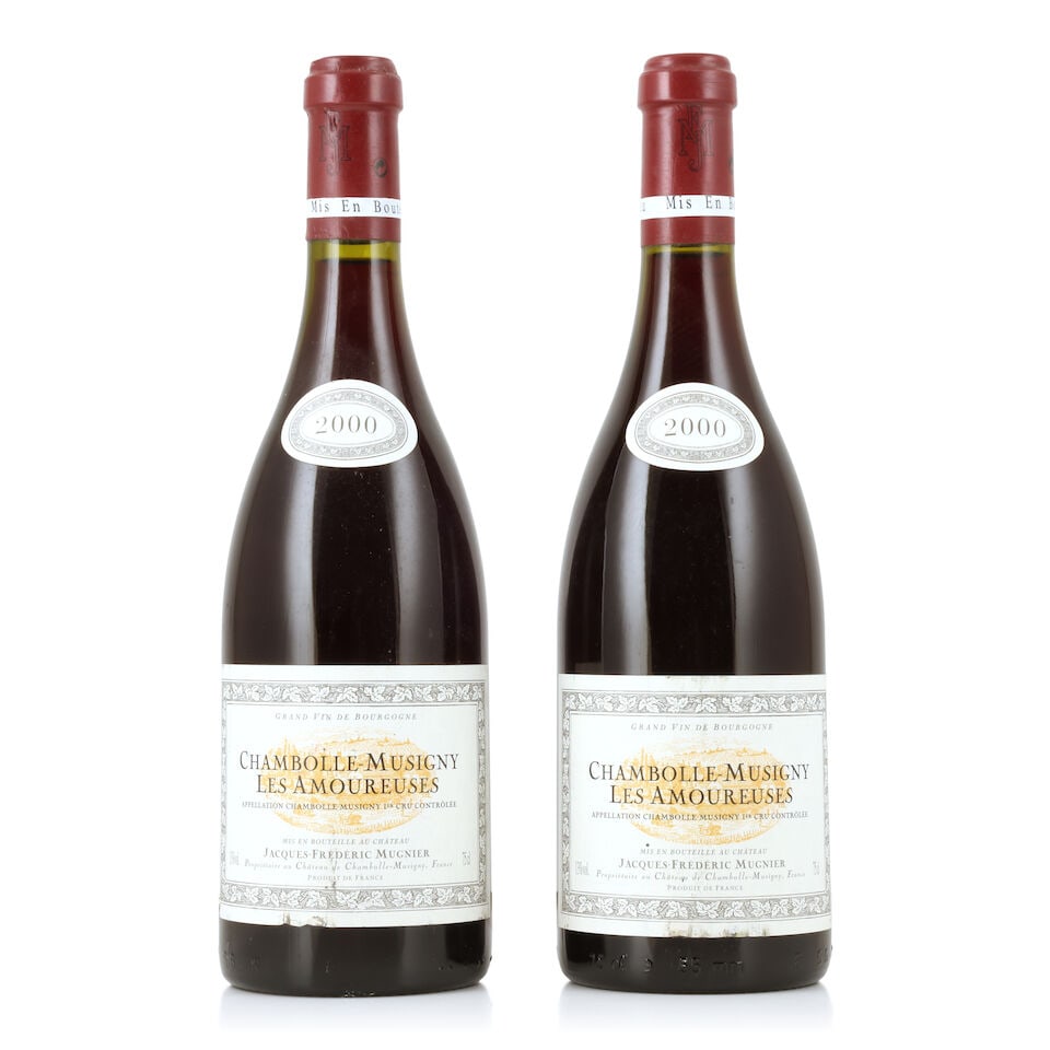 Domaine Jacques-Frédéric Mugnier, Chambolle-Musigny 1er Cru Les Amoureuses, 2000 (2 x ...: Domaine Jacques-Frédéric Mugnier, Chambolle-Musigny 1er Cru Les Amoureuses, 2000 (2 x 750ml) Region: Côte de Nuits Label: bin-soiled & nicked For further information on this lot please 