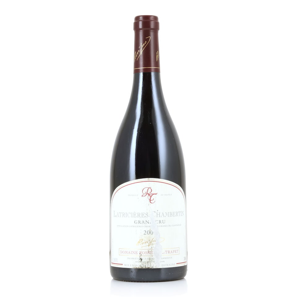 Domaine Rossignol-Trapet, Latricières-Chambertin, 2005 (1 x 750ml): Domaine Rossignol-Trapet, Latricières-Chambertin, 2005 (1 x 750ml) Region: Côte de Nuits Label: badly bin-soiled, scuffed & incomplete Miscellaneous: vintage illegible, 2005 from vendor's re