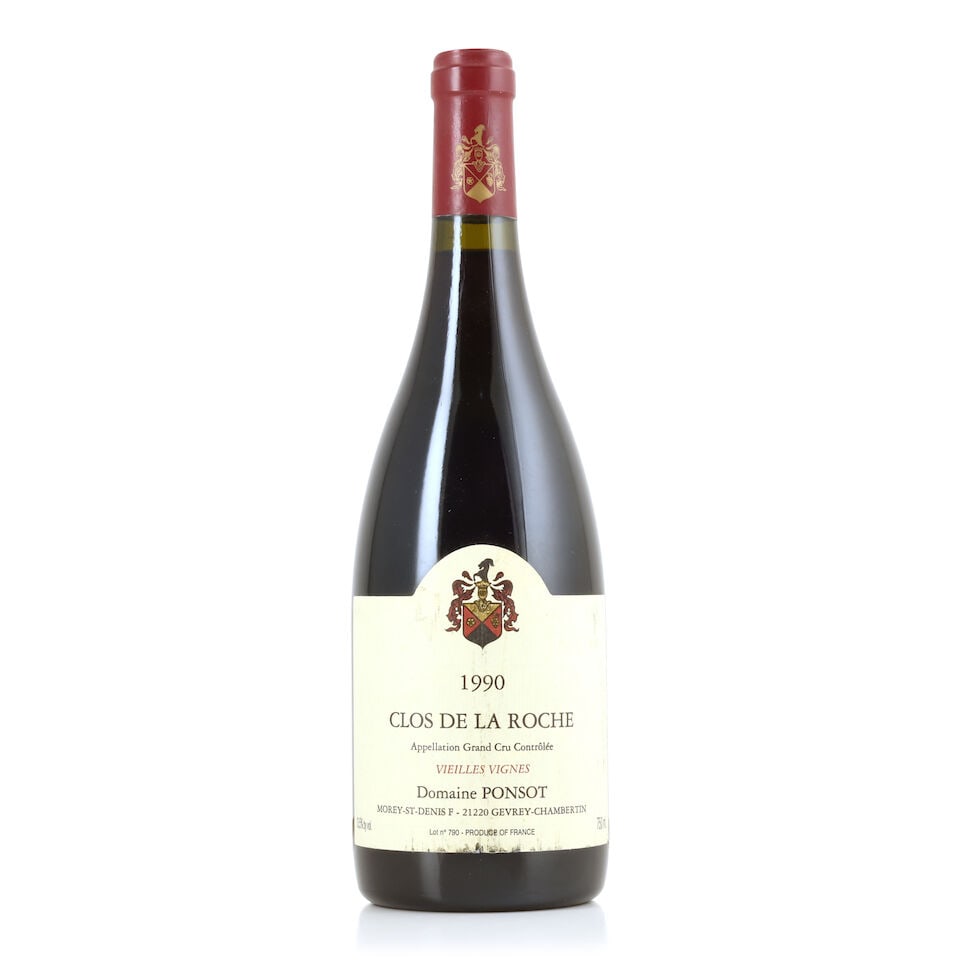 Domaine Ponsot, Clos de la Roche Vieilles Vignes, 1990 (1 x 750ml): Domaine Ponsot, Clos de la Roche Vieilles Vignes, 1990 (1 x 750ml) Region: Côte de Nuits Label: bin-soiled & nicked For further information on this lot please visit Bonhams.com For further inform