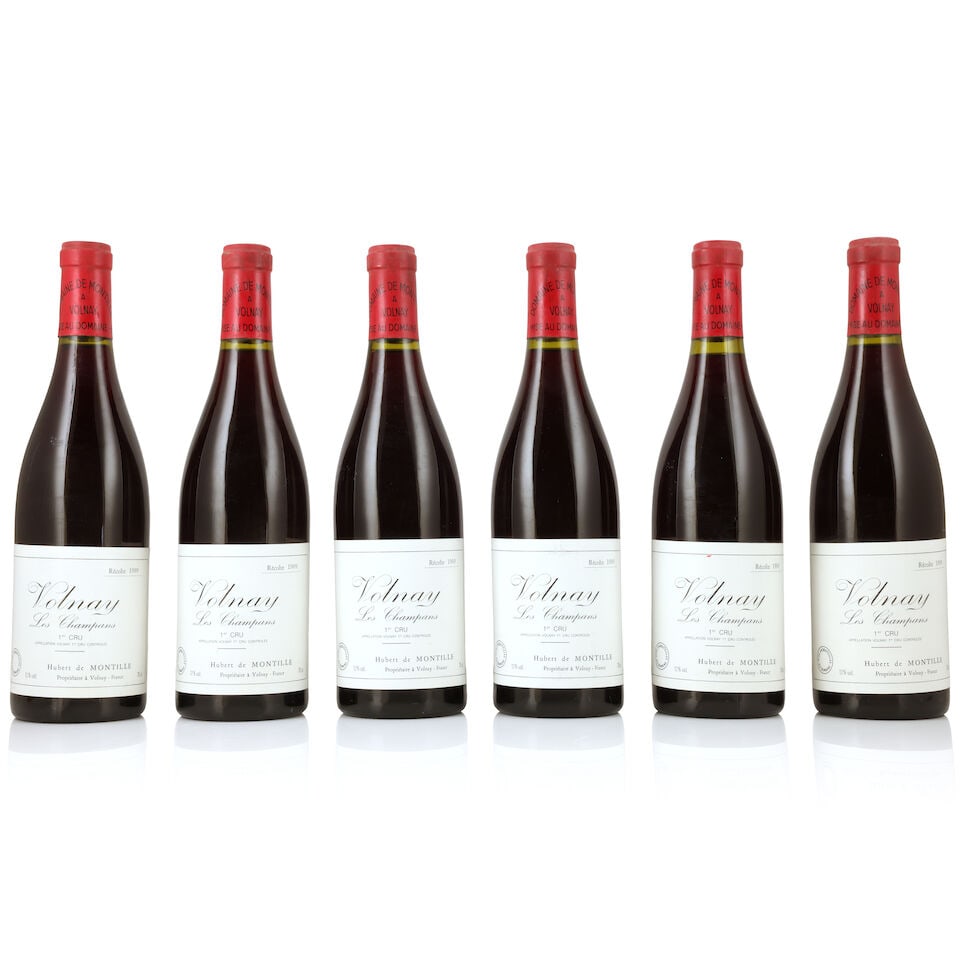 Domaine de Montille, Volnay 1er Cru Les Champans, 1989 (6 x 750ml): Domaine de Montille, Volnay 1er Cru Les Champans, 1989 (6 x 750ml) Region: Côte de Beaune Capsule: lightly bin-soiled & corroded Label: lightly bin-soiled, 1 marked For further information on thi