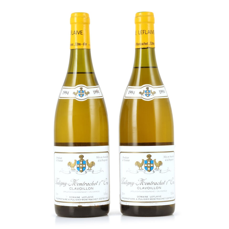 Domaine Leflaive, Puligny-Montrachet 1er Cru Clavoillon, 1994 (2 x 750ml): Domaine Leflaive, Puligny-Montrachet 1er Cru Clavoillon, 1994 (2 x 750ml) Region: Côte de Beaune Fill Level: 1 x 3cm, 1 x 3.5cm Capsule: slightly worn, 1 nicked Label: bin-soiled & nicked, 1 ligh