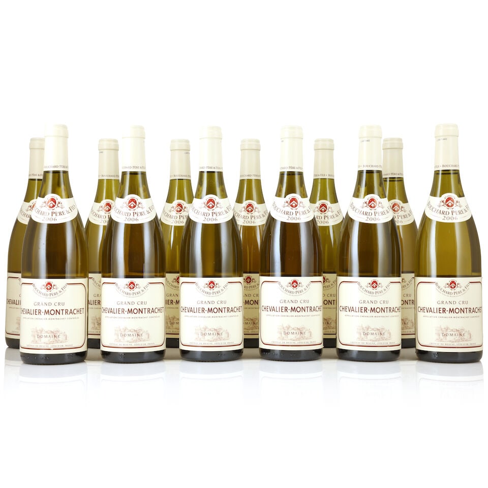 Bouchard Père & Fils, Chevalier-Montrachet, 2006 (12 x 750ml): Bouchard Père & Fils, Chevalier-Montrachet, 2006 (12 x 750ml) Region: Côte de Beaune Label: 3 slightly peeling Packaging: original wooden case in original carton (both badly damp-affected) F