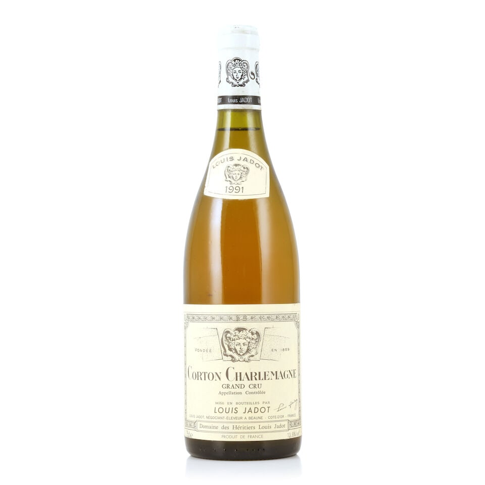 Domaine des Héritiers, Louis Jadot, Corton-Charlemagne, 1991 (1 x 750ml): Domaine des Héritiers, Louis Jadot, Corton-Charlemagne, 1991 (1 x 750ml) Region: Côte de Beaune Capsule: lightly bin-soiled Label: lightly bin-soiled For further information on this lot plea