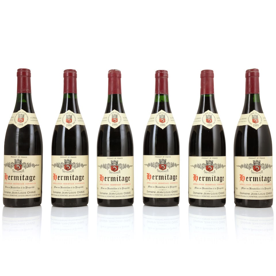 Domaine Jean-Louis Chave, Hermitage, 1989 (6 x 750ml): Domaine Jean-Louis Chave, Hermitage, 1989 (6 x 750ml) Region: Rhône Valley Capsule: lightly corroded Label: 3 lightly bin-soiled For further information on this lot please visit Bonhams.com For f