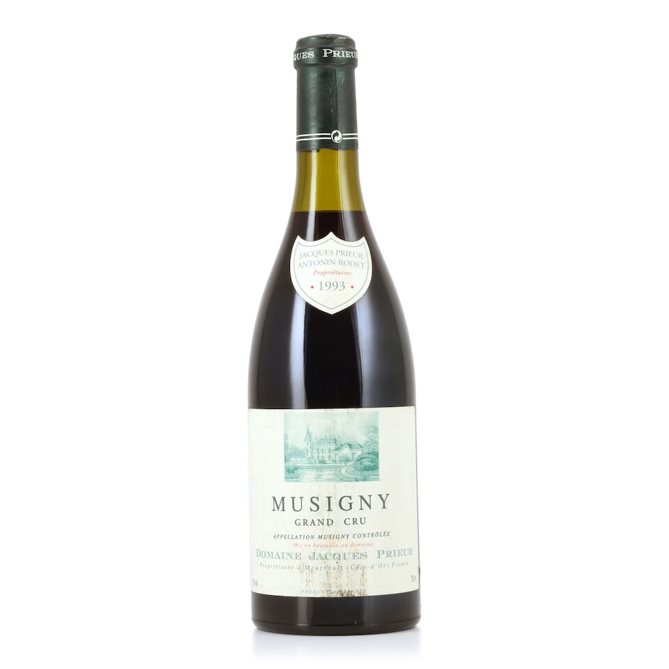 Domaine Jacques Prieur, Musigny, 1993 (1 x 750ml): Domaine Jacques Prieur, Musigny, 1993 (1 x 750ml) Region: Côte de Nuits Fill Level: 3cm Capsule: slightly worn Label: bin-soiled, vintage label slightly creased For further information on this lo