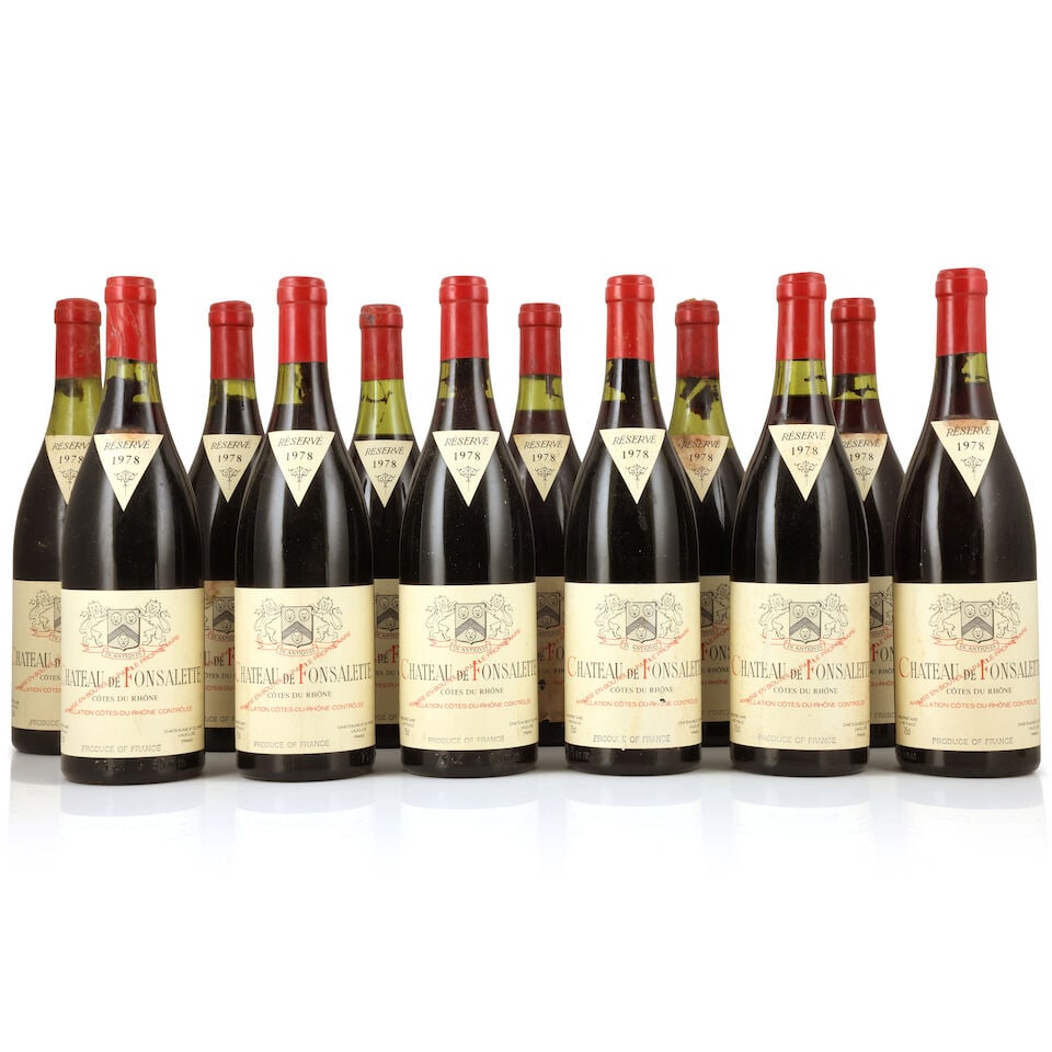 Château Rayas, Château de Fonsalette, Côtes du Rhône, 1978 (12 x 750ml): Château Rayas, Château de Fonsalette, Côtes du Rhône, 1978 (12 x 750ml) Region: Rhône Valley Fill Level: 2 x 4cm, 1 x 4.5cm Capsule: corroded capsules, 3 badly, 3 with signs o