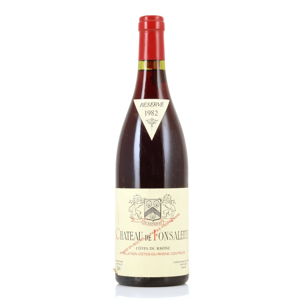 Château Rayas, Château de Fonsalette, Côtes du Rhône, 1982 (1 x 750ml): Château Rayas, Château de Fonsalette, Côtes du Rhône, 1982 (1 x 750ml) Region: Rhône Valley Label: lightly bin-soiled, damp-affected & peeling For further information on this 