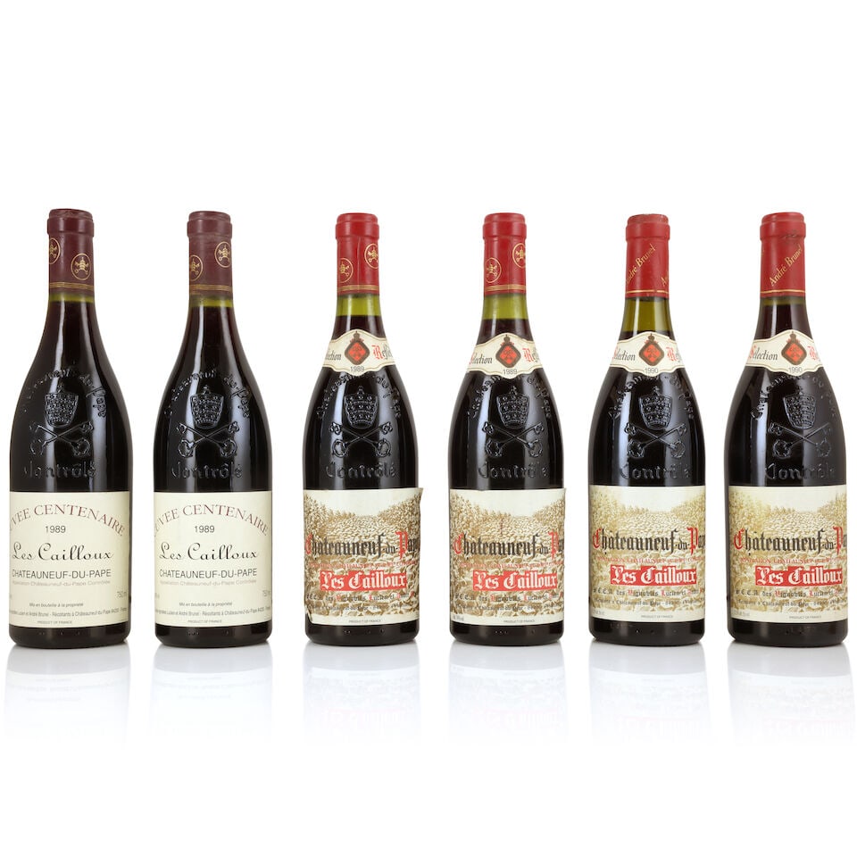 Lucien & André Brunel, Châteauneuf-du-Pape Les Cailloux Cuvee Centenaire, 1989 (2 x 75...: Lucien & André Brunel, Châteauneuf-du-Pape Les Cailloux Cuvee Centenaire, 1989 (2 x 750ml) Region: Rhône Valley Capsule: lightly corroded Label: lightly bin-soiled & slightly creased Lu