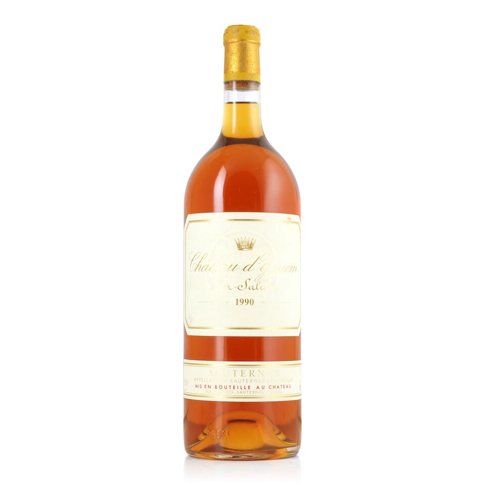 Château d'Yquem, 1990 (1 x 1500ml): Château d'Yquem, 1990 (1 x 1500ml) Region: Sauternes Capsule: lightly corroded & creased Label: lightly bin-soiled & stained For further information on this lot please visit Bonhams.com For furth