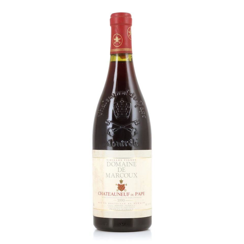 Domaine de Marcoux, Châteauneuf-du-Pape Vieilles Vignes, 1990 (1 x 750ml): Domaine de Marcoux, Châteauneuf-du-Pape Vieilles Vignes, 1990 (1 x 750ml) Region: Rhône Valley Capsule: slightly worn Label: bin-soiled & damp-stained For further information on this lot ple