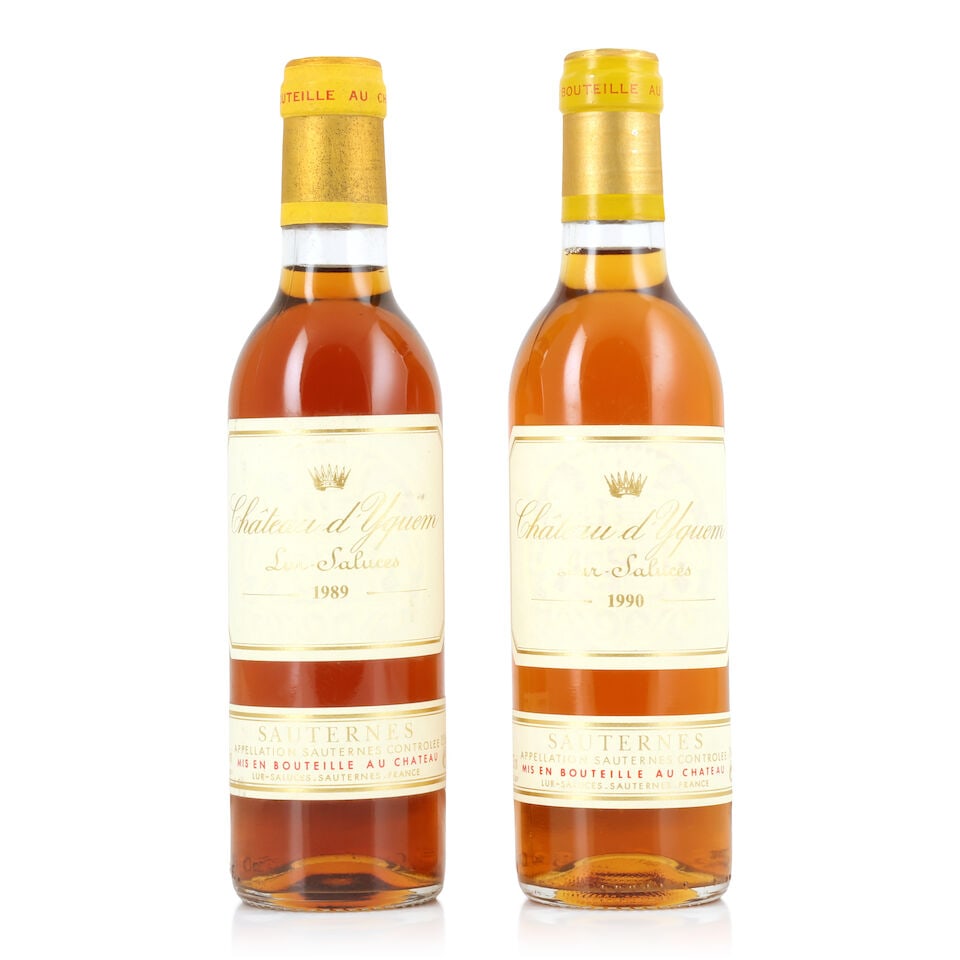 Château d'Yquem, 1989 (1 x 375ml) Château d'Yquem, 1990 (1 x 375ml): Château d'Yquem, 1989 (1 x 375ml) Region: Sauternes Capsule: lightly corroded Château d'Yquem, 1990 (1 x 375ml) Region: Sauternes For further information on this lot please visit Bonhams.com