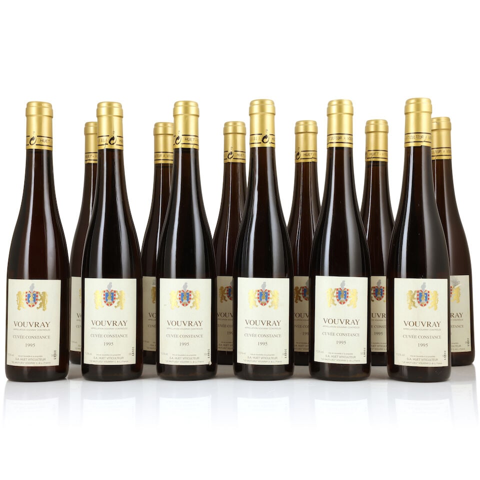 Huet, Vouvray Cuvée Constance, 1995 (12 x 500ml): Huet, Vouvray Cuvée Constance, 1995 (12 x 500ml) Region: Loire Capsule: slightly creased Label: 5 lightly bin-soiled, 3 nicked, 1 scuffed Packaging: repacked from original carton For further info