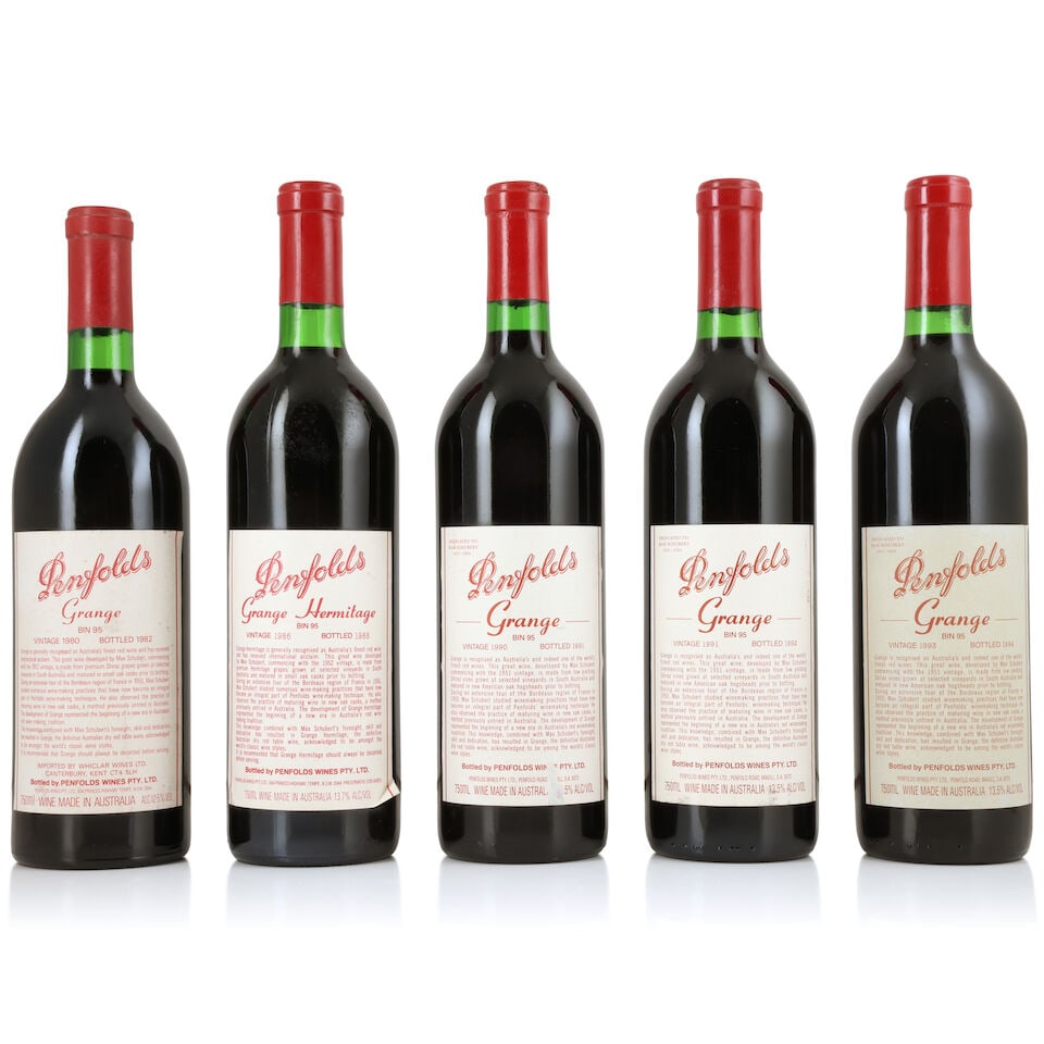 Penfolds, Grange, 1980 (1 x 750ml) Penfolds, Grange, 1986 (1 x 750ml) Penfolds, Grange, 1990 (1 ...: Penfolds, Grange, 1980 (1 x 750ml) Region: Australia Label: bin-soiled & damp-affected Penfolds, Grange, 1986 (1 x 750ml) Region: Australia Fill Level: very top shoulder Label: lightly bin-soiled, dam