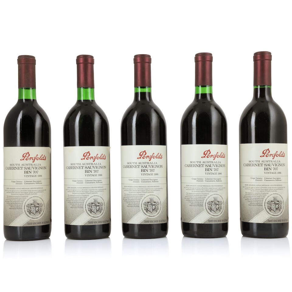Penfolds, Bin 707 Cabernet Sauvignon, 1986 (5 x 750ml) (1 of 1)