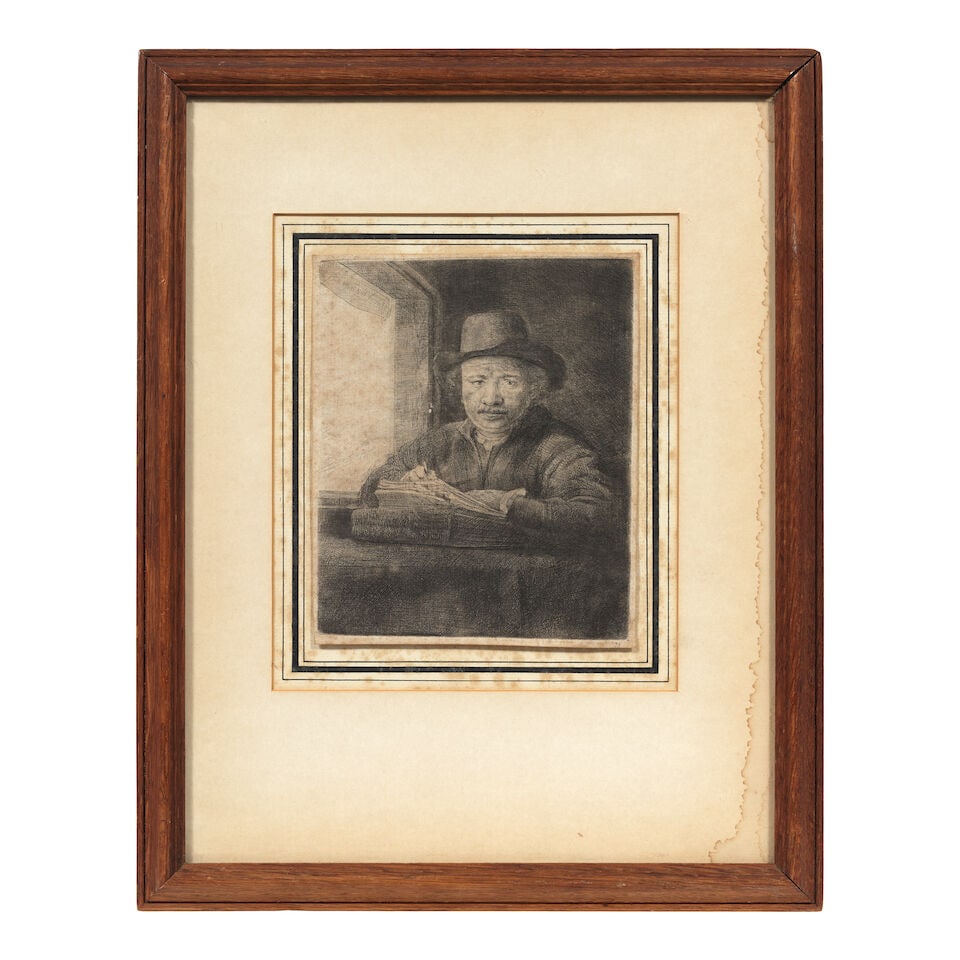 Rembrandt Harmensz van Rijn (Dutch, 1606-1669) Self-Portrait etching at a Window Etching, 1648, ... - 2