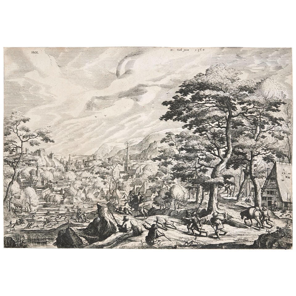 Johannes and Lucas Doetecum (active 1551-1569) Landscape with Hunters and Falconers, from Landsc... (1 of 1)