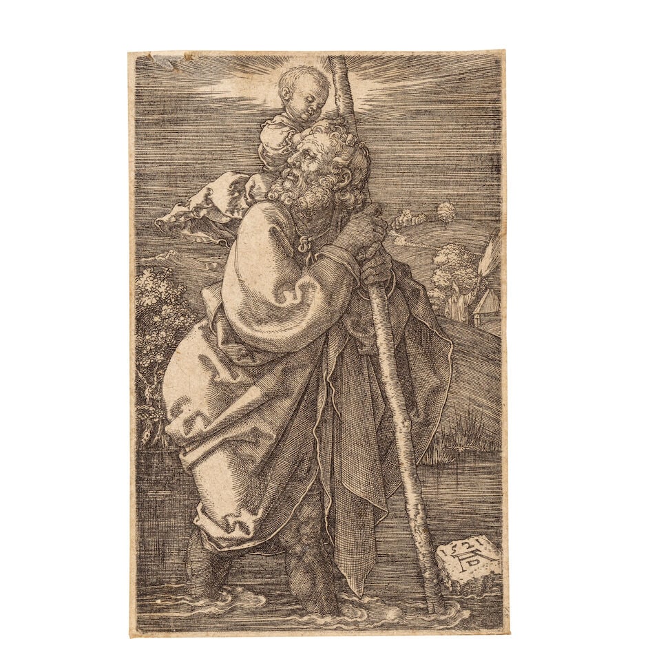 Albrecht Dürer (German, 1471-1528) St Christopher, facing to the left Engraving, 1521, on l... - 2