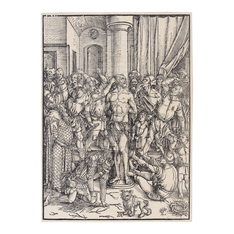 Albrecht Dürer (German, 1471-1528) The Flagellation, from The Large Passion Woodcut, circa...: Albrecht Dürer (German, 1471-1528) The Flagellation, from The Large Passion (Bartsch 8; Hollstein 117; Schoch, Mende & Scherbaum 158) Woodcut, circa 1496, on heavy laid paper, a very good impress
