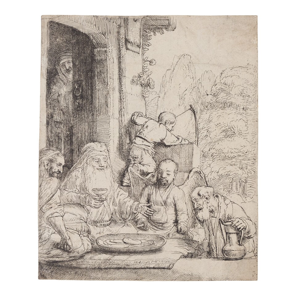 Rembrandt Harmensz van Rijn (Dutch, 1606-1669) Abraham Entertaining the Angels Etching and dryp... (1 of 1)