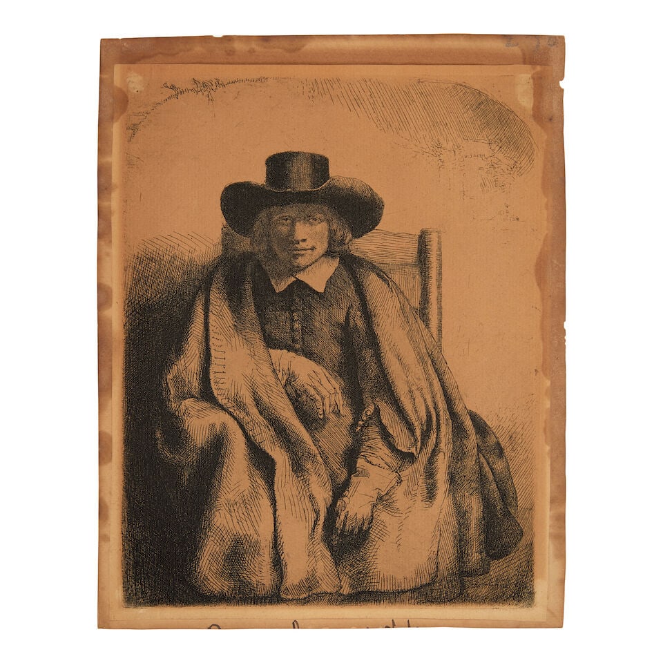 Rembrandt van Rijn (Dutch, 1606-1669) Clement de Jonghe, Printseller Etching, 1651, on heavy lai...: Rembrandt van Rijn (Dutch, 1606-1669) Clement de Jonghe, Printseller (New Hollstein 264; Bartsch 272) Etching, 1651, on heavy laid paper, New Hollstein's ninth state (of ten), with small margins,