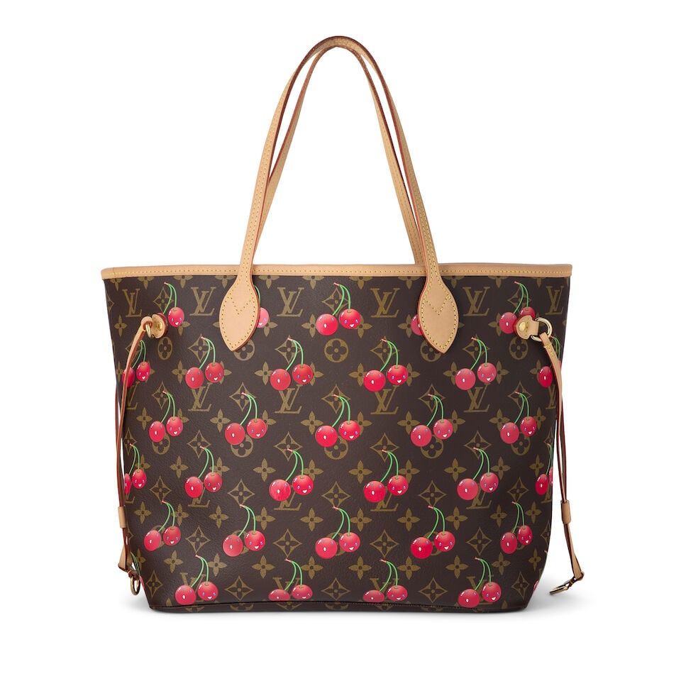 Louis Vuitton x Takashi Murakami: a Cerises Monogram Neverfull MM Louis Vuitton x Murakami 20 Ye...: Louis Vuitton x Takashi Murakami: a Cerises Monogram Neverfull MM Louis Vuitton x Murakami 20 Year Anniversary Celebration, 2025 Monogram canvas with Cherry print design, vachetta leather trim and gol
