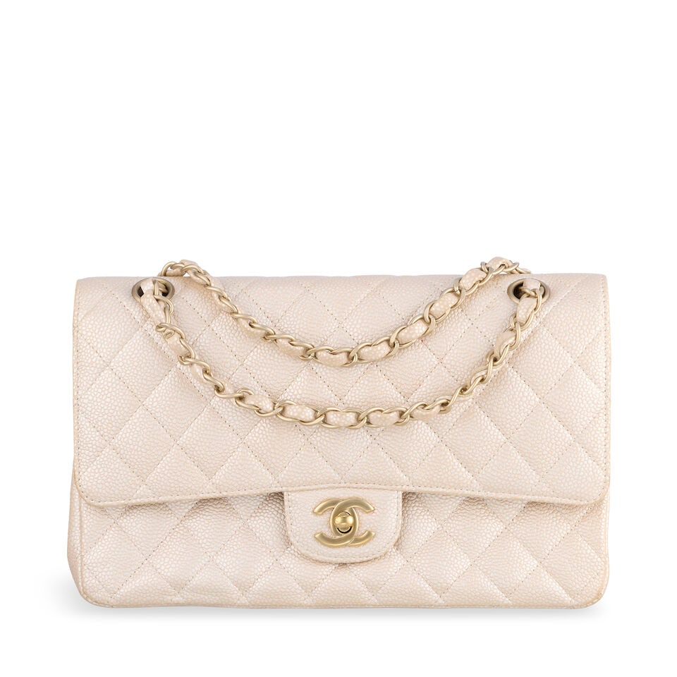 Chanel: a Pearlescent Champagne Caviar Leather Classic Double Flap Bag Spring 2012 (includes ser... (1 of 2)