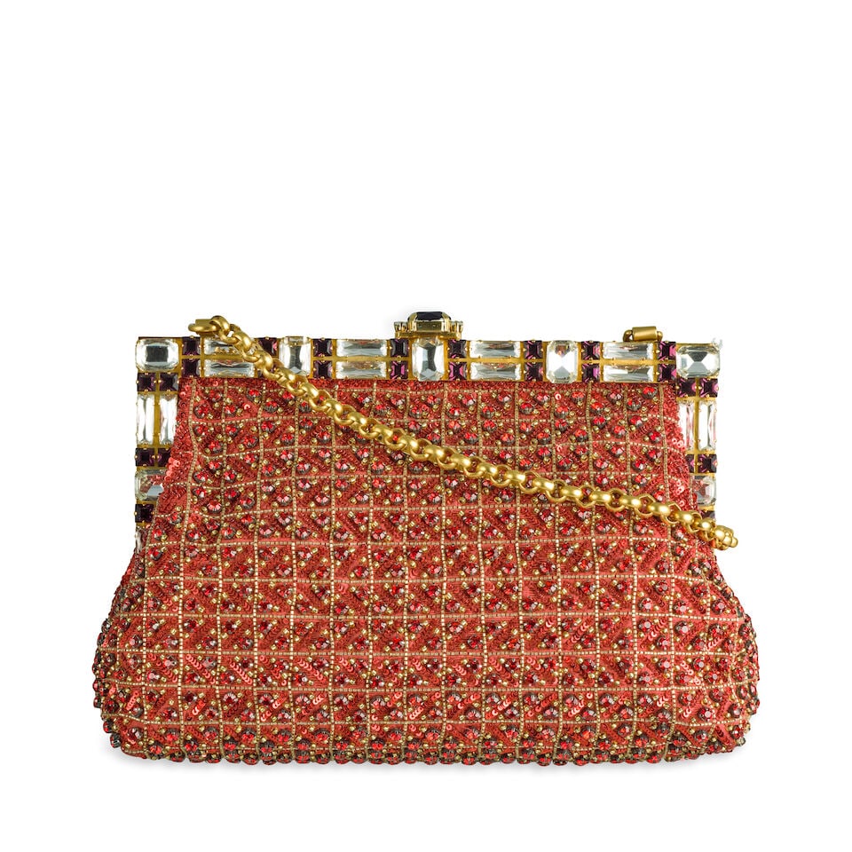 Dolce & Gabbana: a Vanda Crystal Embellished Evening Bag Autumn/Winter 2014 (includes authentici...: Dolce & Gabbana: a Vanda Crystal Embellished Evening Bag Autumn/Winter 2014 Creative Directors: Domenico Dolce and Stefano Gabbana Fully encrusted in red sequins and crystals, gold tone hardware and p