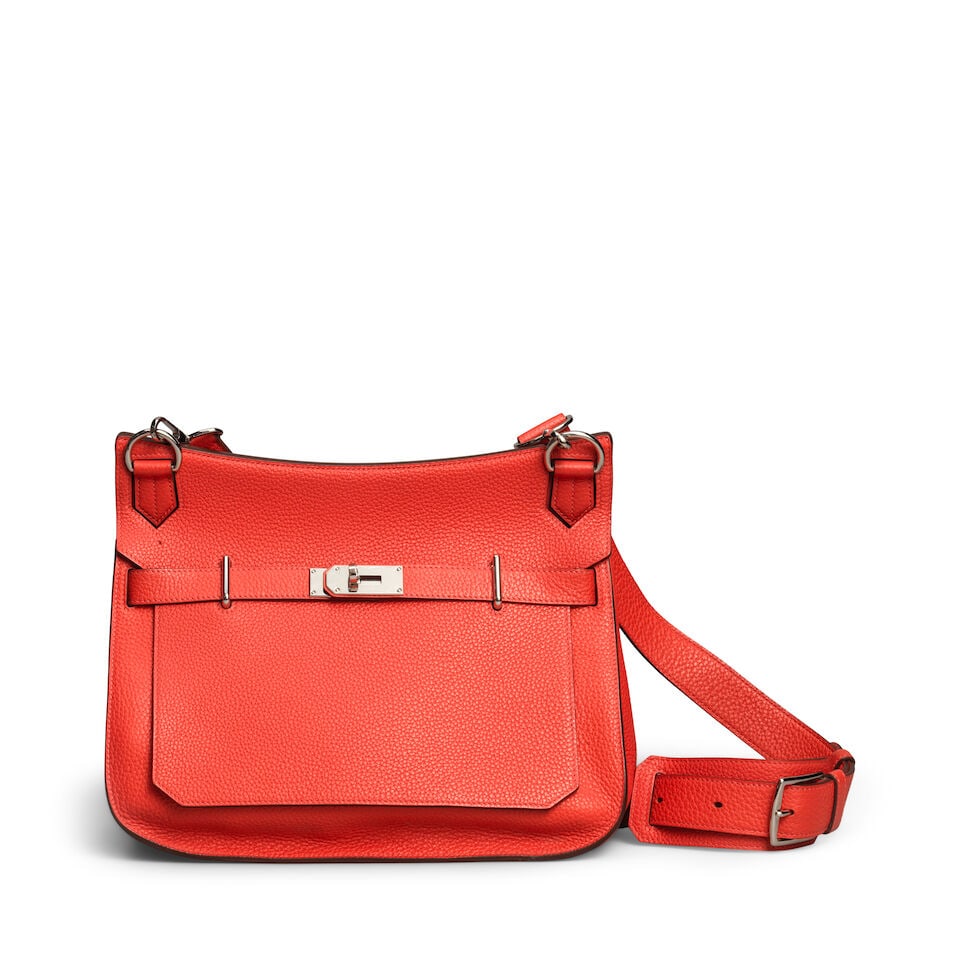 Hermès: a Bougainvillea Clemence Jypsiere 34 2014 (includes dust bag and box): Hermès: a Bougainvillea Clemence Jypsiere 34 2014 Palladium hardware Condition Grade B 34cm wide, 27cm high, 15cm deep, adjustable shoulder strap, includes dust bag and box For further informatio