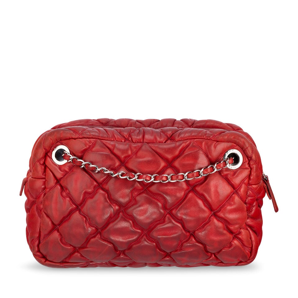 Chanel: a Red Bubble Quilt Camera Bag 2009-10 (includes serial sticker, authenticity card and du... - 2