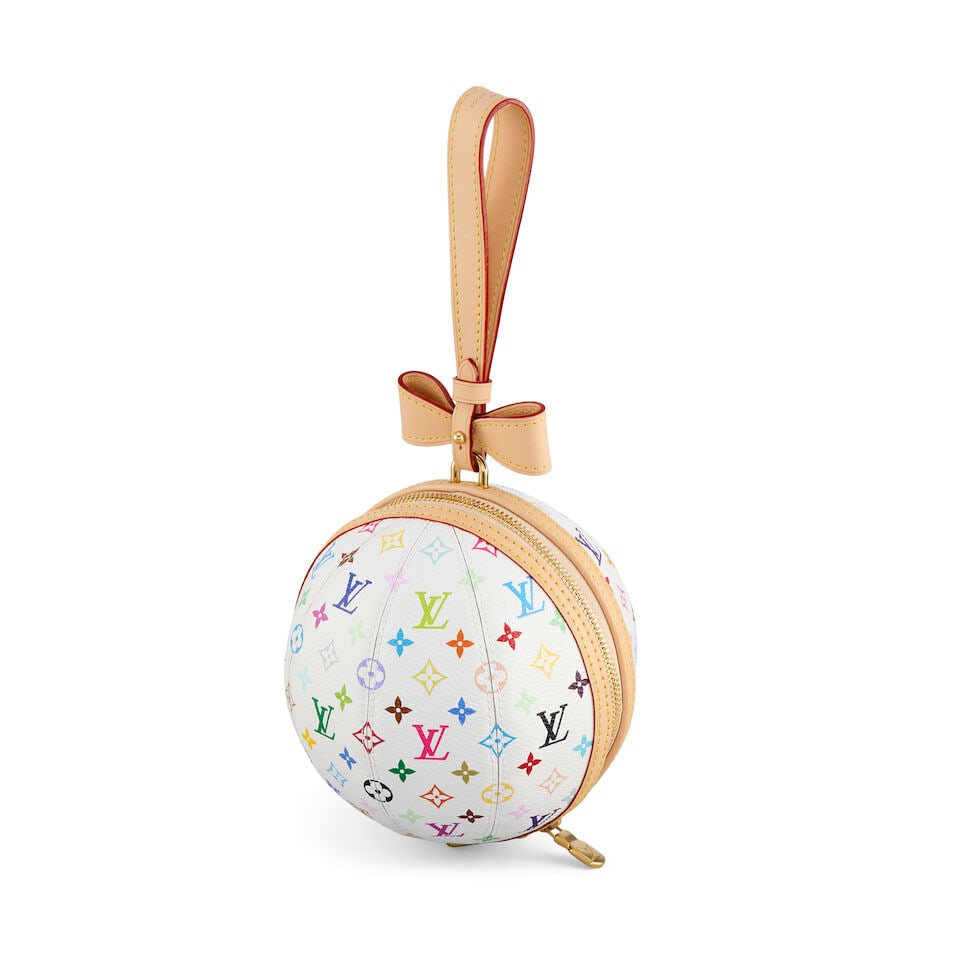 Louis Vuitton x Takashi Murakami: a Multicolour Monogram Koro Koro Clutch Bag Limited Edition 20...: Louis Vuitton x Takashi Murakami: a Multicolour Monogram Koro Koro Clutch Bag Limited Edition 2025 Edition Number: 298 White multicolour monogram canvas with vachetta trim and gold tone hardware Condi