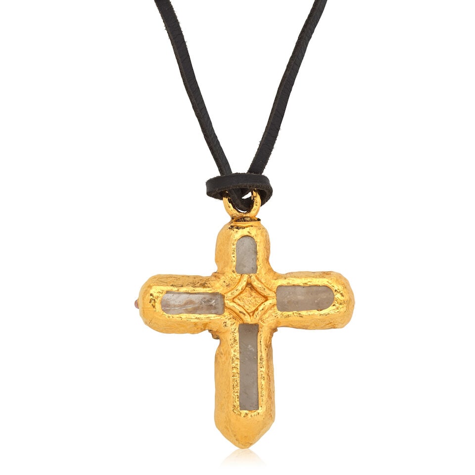 Robert Goossens for Chanel: a Rare Rock Crystal and Gripoix Cross Necklace Autumn 1993 (includes... - 2