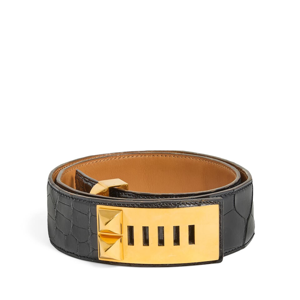 Hermès: a Shiny Black Collier de Chien Belt 1994 (includes dust bag) (1 of 2)