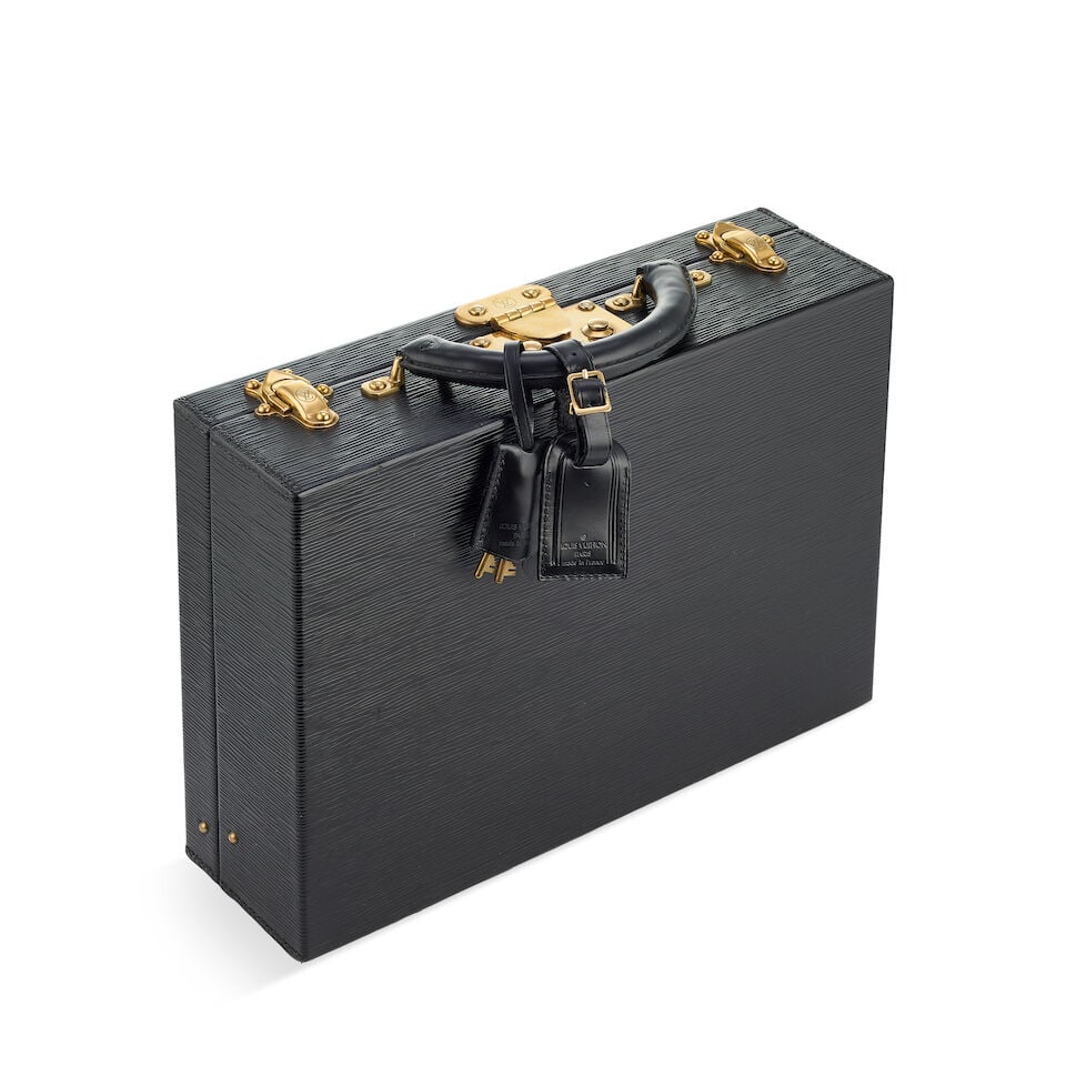 Louis Vuitton: a Black Epi Leather Small Travel Case (includes luggage tag, keys and cloche) (1 of 2)