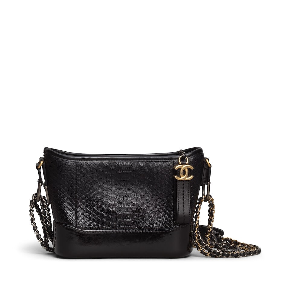 Chanel: a Black Python Small Gabrielle Hobo 2018 (includes serial sticker and dust bag) (1 of 2)