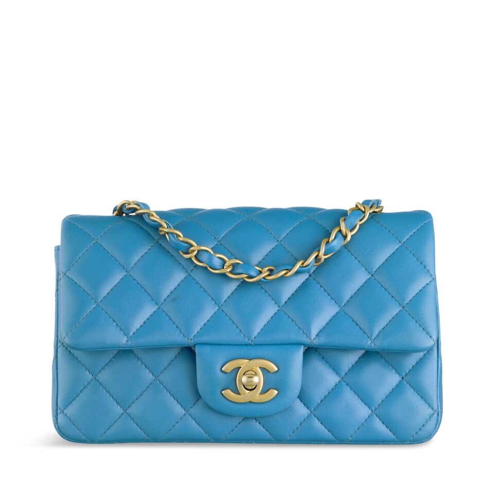 Chanel: a Cornflower Blue Lambskin Small Flap Bag 2019 (includes serial sticker and dust bag) (1 of 2)