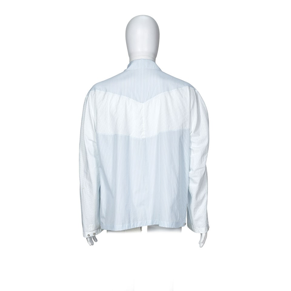 Dior Homme: a White and Blue Striped Cotton Blouson Jacket - 2