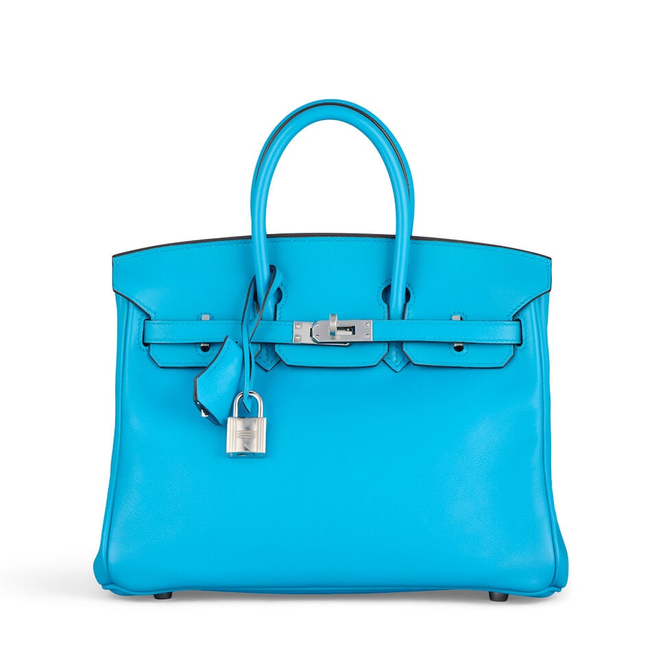Hermès: a Bleu Zanzibar Swift Leather Birkin 25 2017 (includes padlock, keys, cloche and du... (1 of 2)