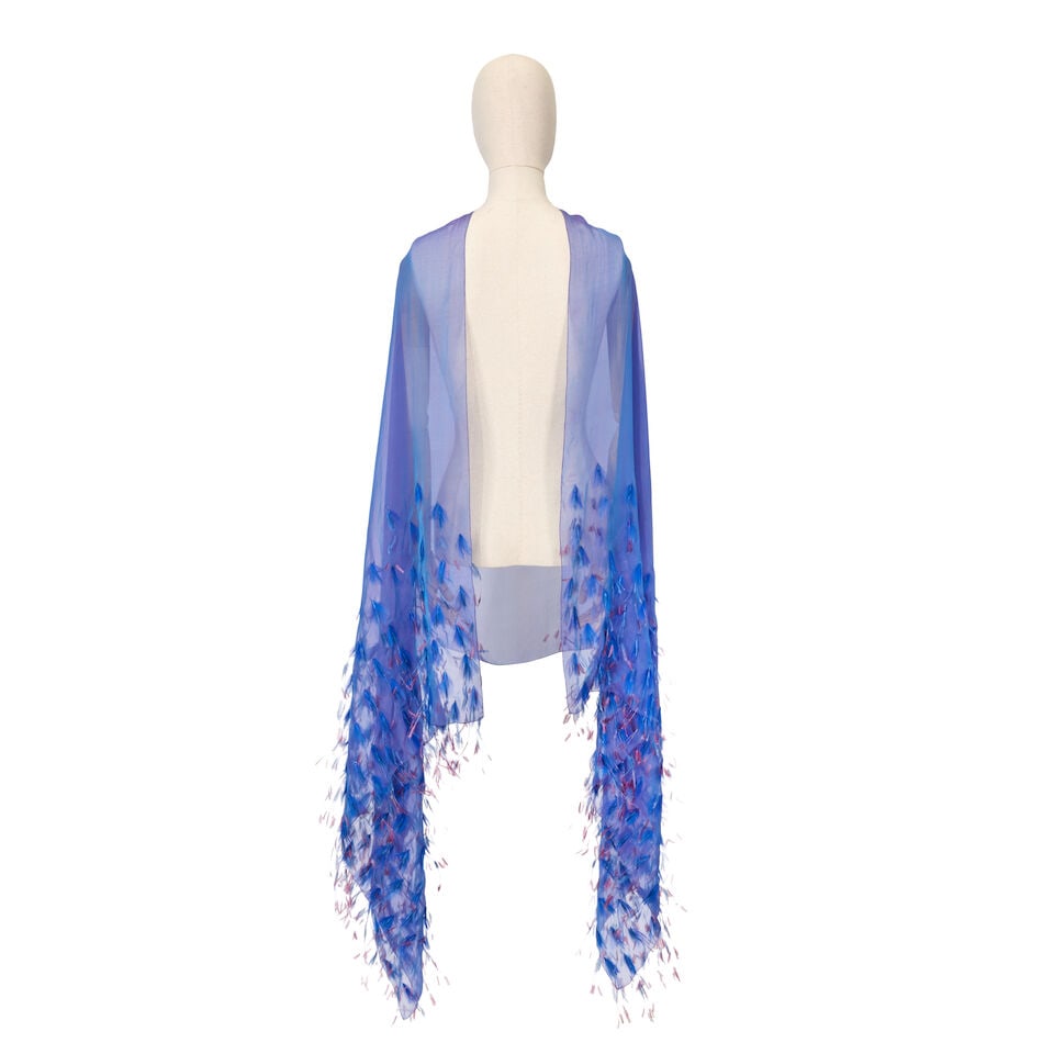 Yves Saint Laurent Haute Couture: a Purple Chiffon and Ostrich Feather Shawl 1990s (includes box) (1 of 2)