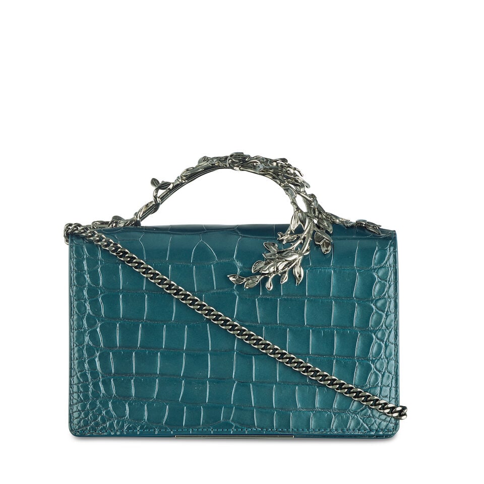 Ralph & Russo: a Shiny Petrol Blue Alligator Eden Clutch Fall/Winter 2017 (includes dust bag) (1 of 2)