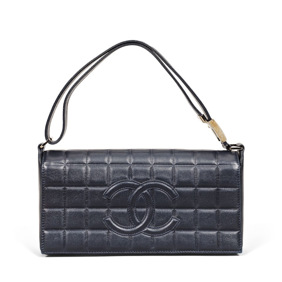 Chanel: a Navy Blue Square Quilted Shoulder Bag 2002-03 (includes serial sticker) (1 of 1)