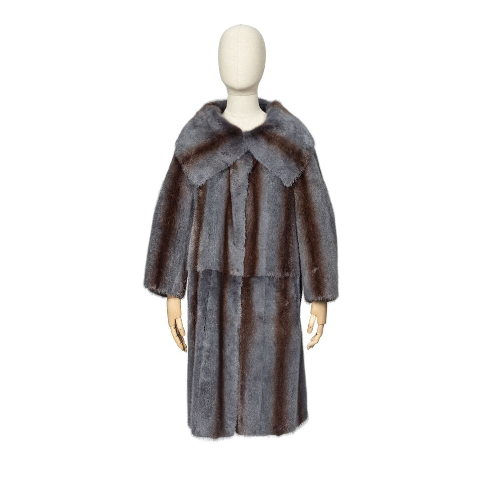 Fendi Selleria: a Blue and Brown Reversible Mink Fur Coat (1 of 4)