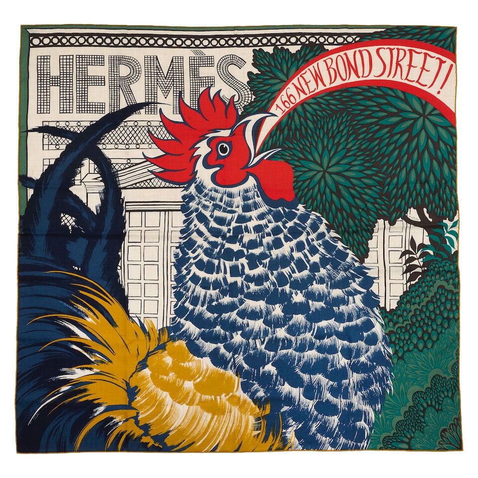 Hermès: a Limited Edition Cocoricooooo! Cashmere and Silk 100 Scarf 2026 (includes box) (1 of 2)