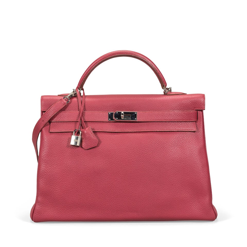 Hermès: a Tosca Clemence Leather Retourne Kelly 40 2011 (includes padlock, keys, cloche, sh...: Hermès: a Tosca Clemence Leather Retourne Kelly 40 2011 Palladium hardware Condition Grade A- 40cm wide, 29cm high, 14cm deep, 8cm handle drop, 35cm shoulder drop, includes padlock, keys, cloche,