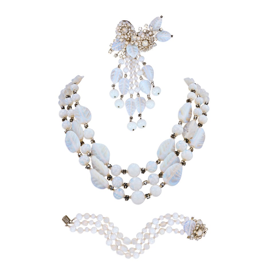 Miriam Haskell: an Opaline Parure 1950s (1 of 2)