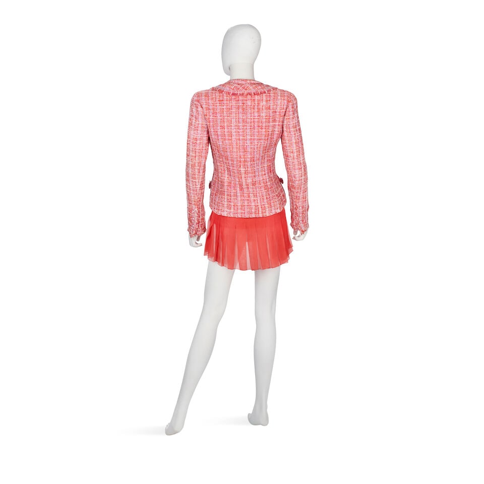 Chanel: a Coral Tweed Blazer and Pleated Silk Skirt Spring 2004 - 2