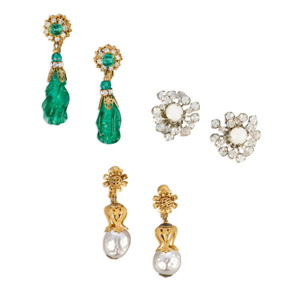 Miriam Haskell: Three Pairs of Earrings 1950/60s (1 of 1)