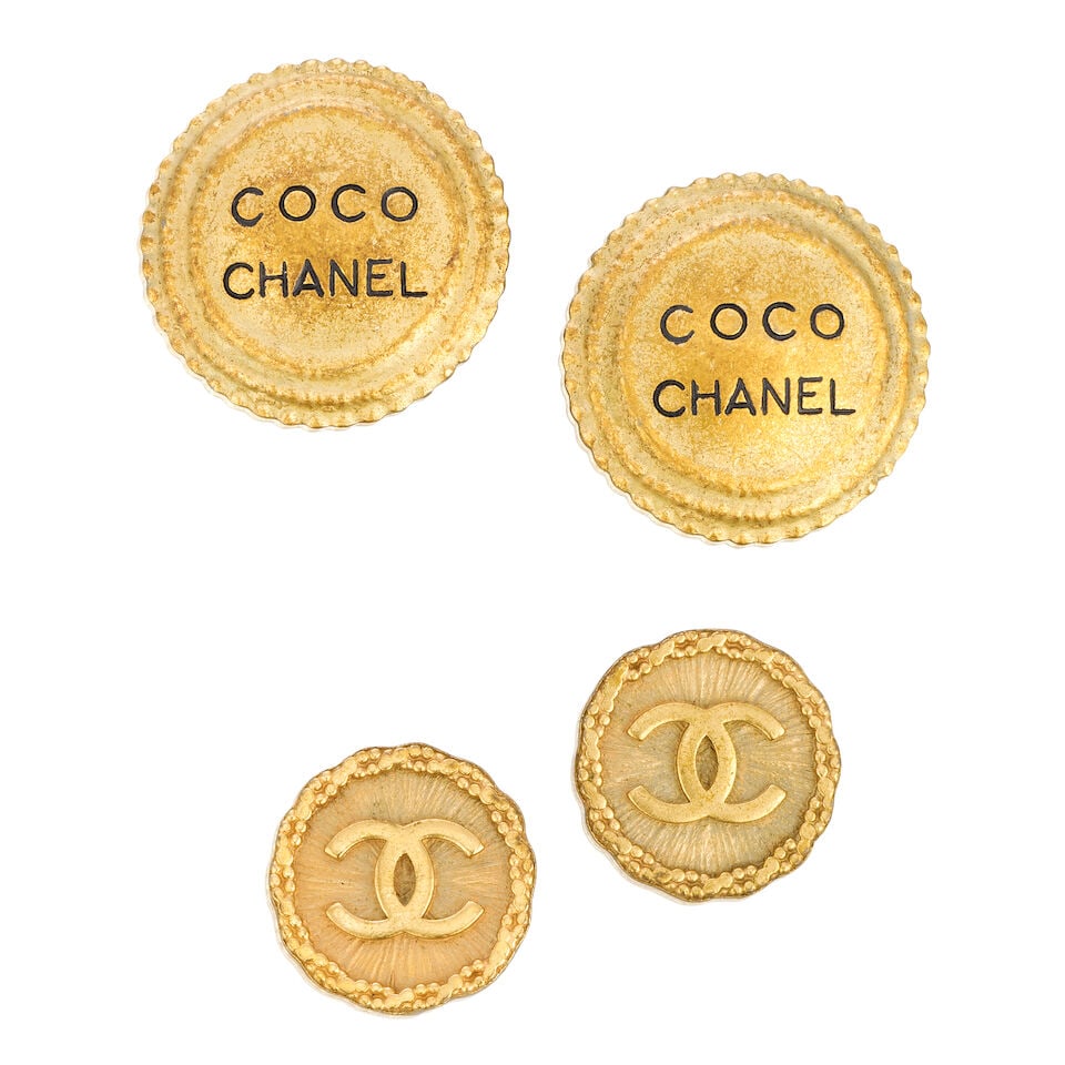 Chanel: Two Pairs of Gilt Clip Earrings Autumn 1994 and Autumn 1993 (1 of 1)